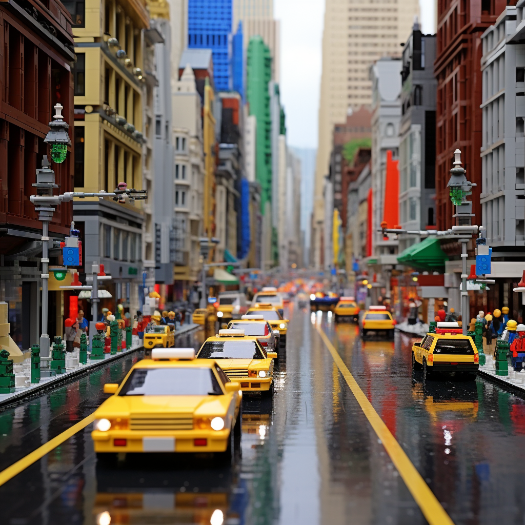 New York City made with legos, street view